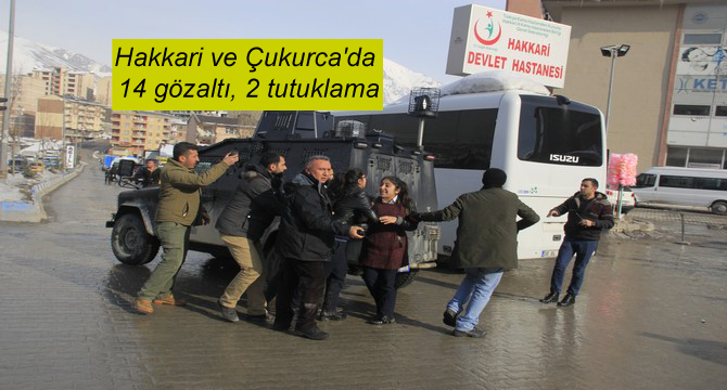 Hakkari ve Çukurca’da 14 gözaltı, 2 tutuklama