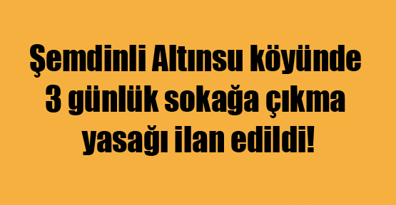 Şemdinli Altınsu köyünde 3 günlük sokağa çıkma yasağı ilan edildi