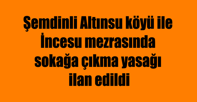 Şemdinli Altınsu köyünde sokağa çıkma yasağı ilan edildi