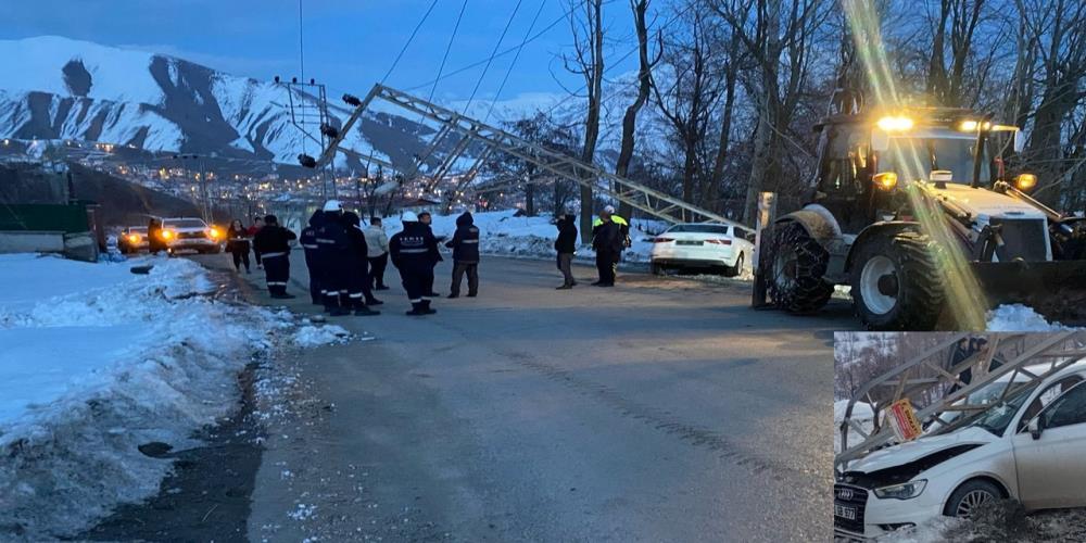 Otomobil elektrik direğine çarptı: 2 yaralı