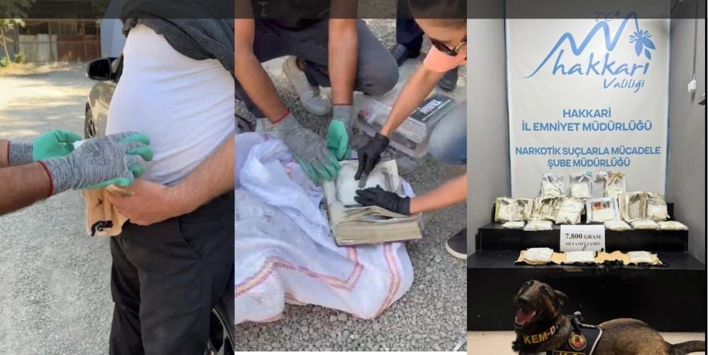 Hakkari’de kitap ve korse içerisinde 7 kilo metamfetamin ele geçirildi