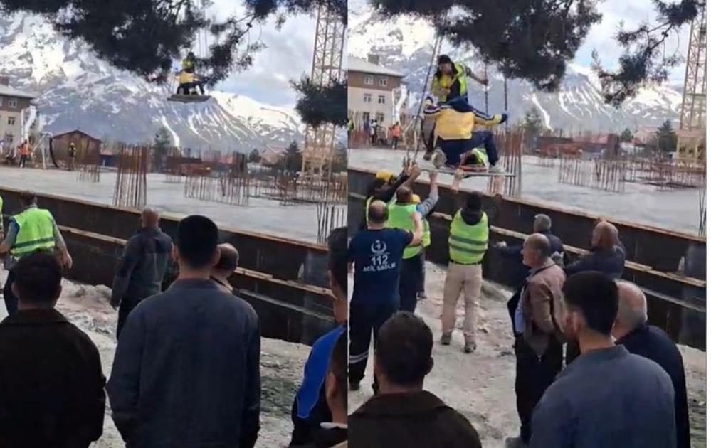 Kafasına pompa borusu düşen işçi yaralandı