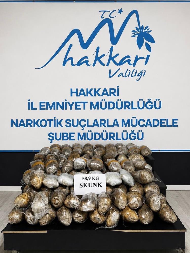 Hakkari’de 58 kilo 900 gram uyuşturucu ele geçirildi