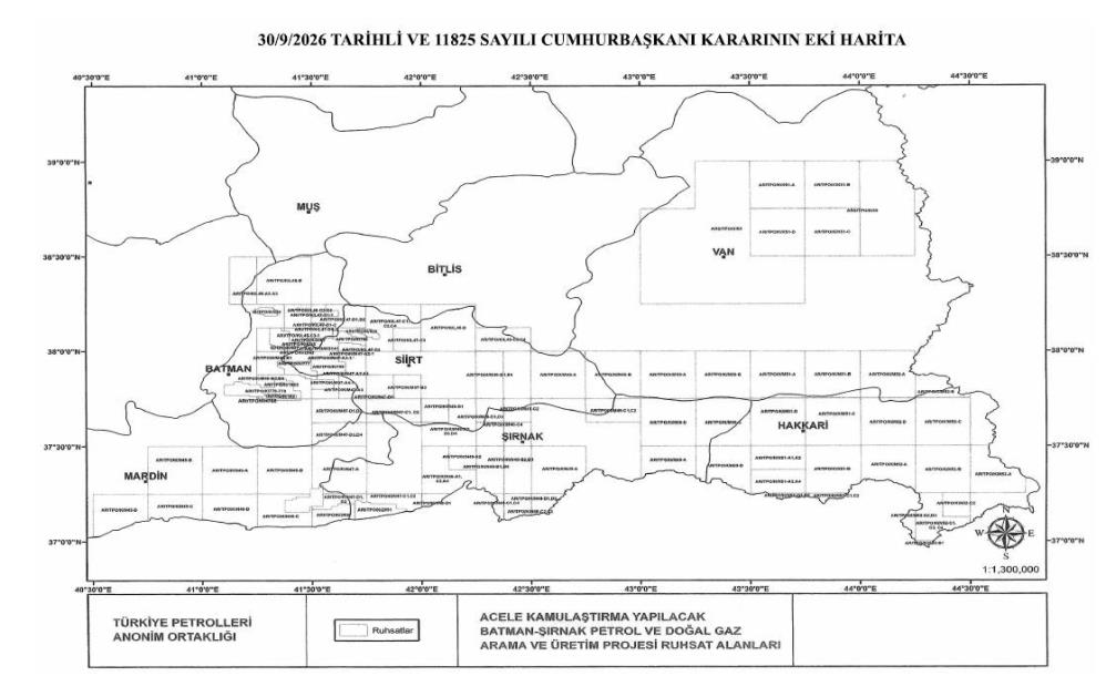 Şırnak’ta petrol ve doğal gaz için belirli alanlar acele kamulaştırılacak